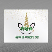 Unicorn Gold Green Shamrock St Patricks Day Feestdagenkaart