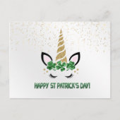 Unicorn Gold Green Shamrock St Patricks Day Feestdagenkaart (Voorkant)