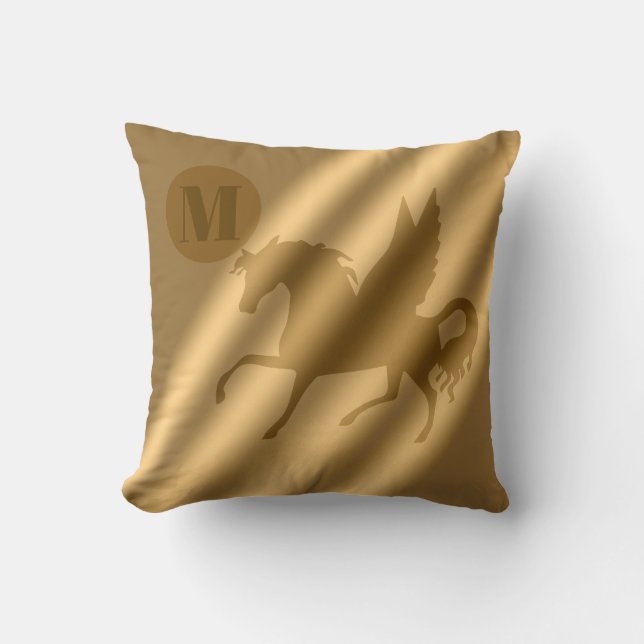 Unicorn Gold Luxury Monogram Kussen (Voorkant)