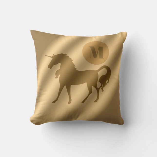 Unicorn Gold Luxury Monogram Kussen (Voorkant)