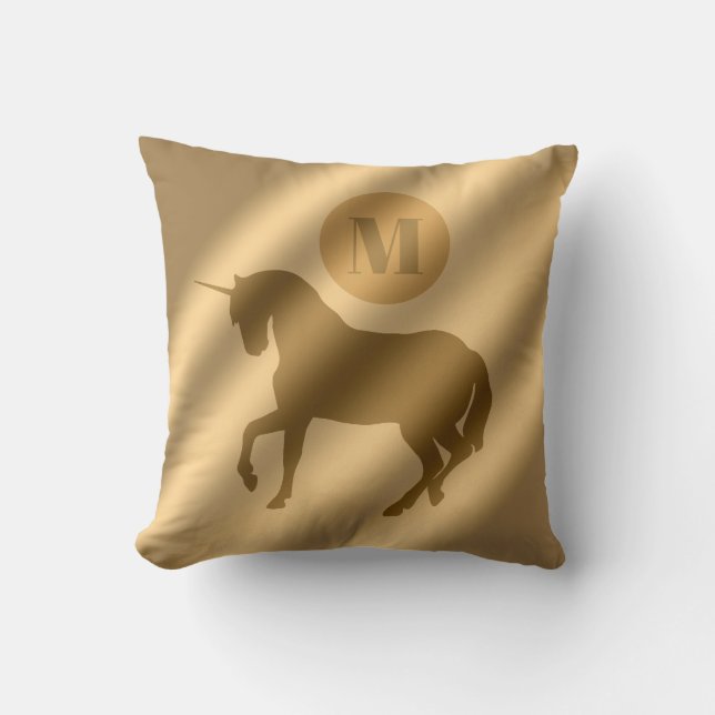 Unicorn Gold Luxury Monogram Kussen (Voorkant)