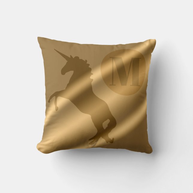 Unicorn Gold Luxury Monogram Kussen (Voorkant)
