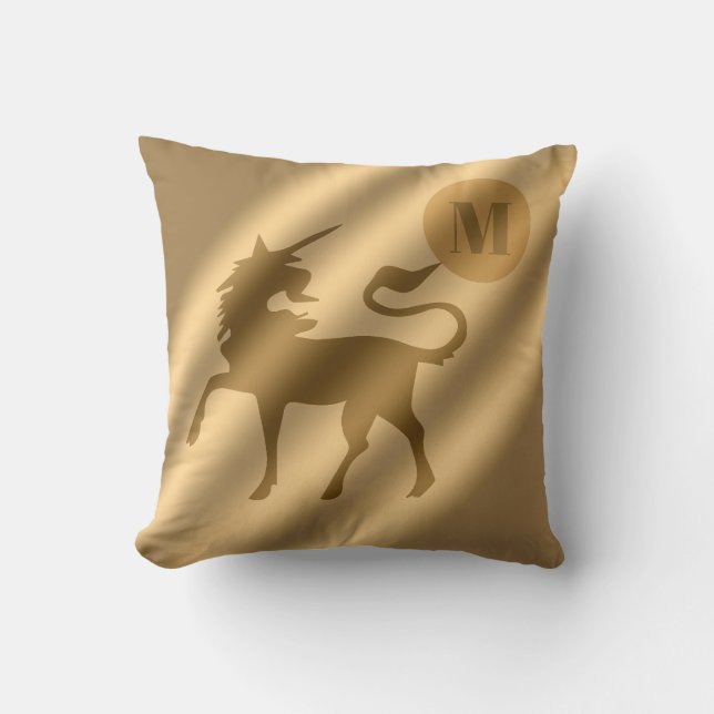 Unicorn Gold Luxury Monogram Kussen (Voorkant)