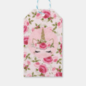 Unicorn Gold Pink Floral Rozen Birthday Party Cadeaulabel (Achterkant)