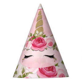 Unicorn Gold Pink Floral Rozen Cute Trendy Feesthoedjes