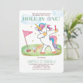 Unicorn Golf Birthday Party Kaart (Staand voorkant)