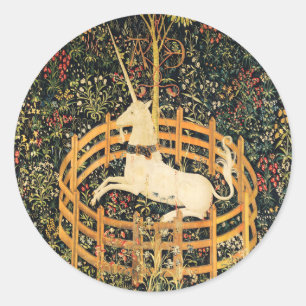 UNICORN GOTHIC FANTASY FLOWERS, FLORAL MOTIFS Gree Ronde Sticker