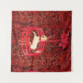 UNICORN GOTHIC FANTASY FLOWERS, RED FLORAL MOTIFS WANDKLEED (Voorkant (horizontaal))