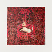 UNICORN GOTHIC FANTASY FLOWERS, RED FLORAL MOTIFS WANDKLEED (Voorkant)