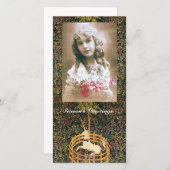 UNICORN GOTHIC FANTASY GREEN FLORAL Kerstmis Feestdagenkaart (Voorkant / Achterkant)