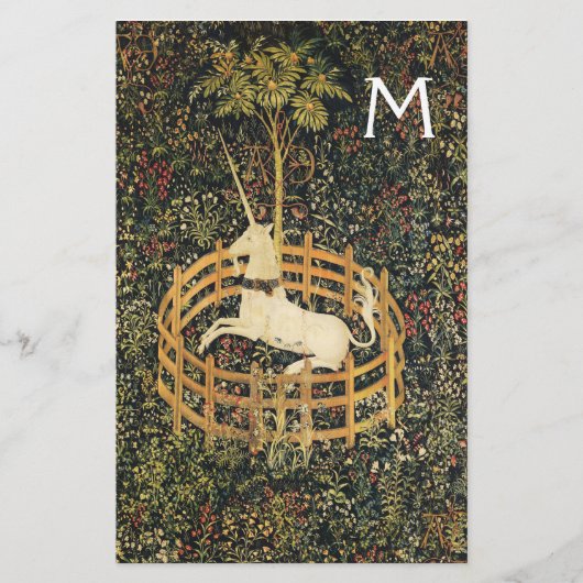 UNICORN ,GOTISCHE FANTASIE BLOEMEN, BLOEMENMONO BRIEFPAPIER (Voorkant)