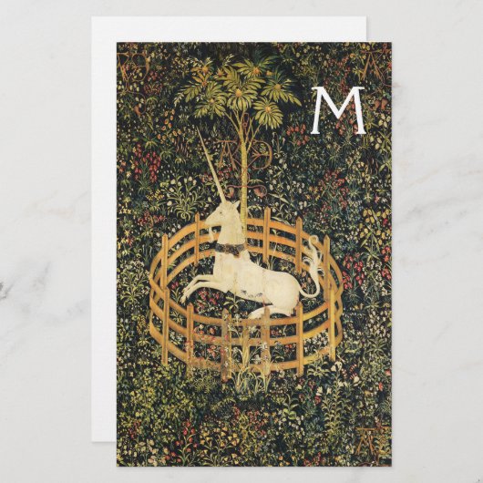 UNICORN ,GOTISCHE FANTASIE BLOEMEN, BLOEMENMONO BRIEFPAPIER (Voorkant / Achterkant)