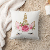 Unicorn Gouden Bloemige Cute Trendy Sierkussen (Deken)
