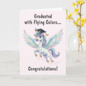 Unicorn Graduation Kaart (Gele Bloem)