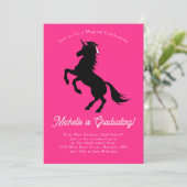 Unicorn Graduation Party roze en zwart Kaart (Staand voorkant)