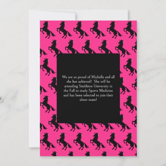 Unicorn Graduation Party roze en zwart Kaart (Achterkant)