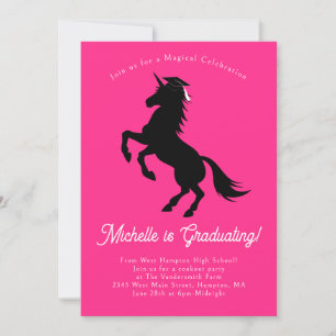 Unicorn Graduation Party roze en zwart Kaart