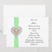 Unicorn Green Lace Bachelorette Party Uitnodiging (Voorkant / Achterkant)