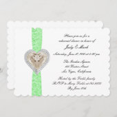 Unicorn Green Lace Rehearsal Dinner Invitation Kaart (Voorkant / Achterkant)