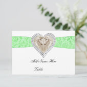 Unicorn Green Lace Table Place Card Kaart (Staand voorkant)