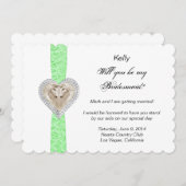 Unicorn Green Lace Wedding Bridesmaid Kaart (Voorkant / Achterkant)