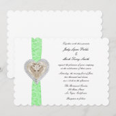 Unicorn Green Lace Wedding Invitation Kaart (Voorkant / Achterkant)