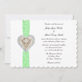 Unicorn Green Lace Wedding Invitation Kaart