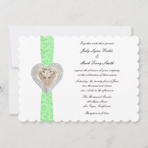 Unicorn Green Lace Wedding Invitation Kaart