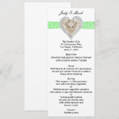 Unicorn Green Lace Wedding Menu Kaart (Voorkant / Achterkant)