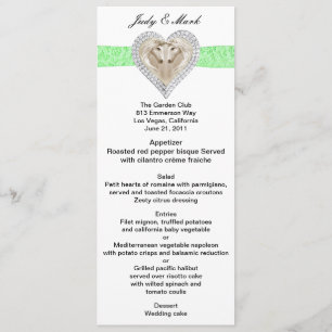 Unicorn Green Lace Wedding Menu Kaart