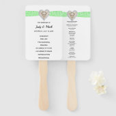 Unicorn Green Lace Wedding Program Fans Handwaaier (Voorkant en achterkant)