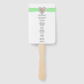 Unicorn Green Lace Wedding Program Fans Handwaaier (Achterkant)