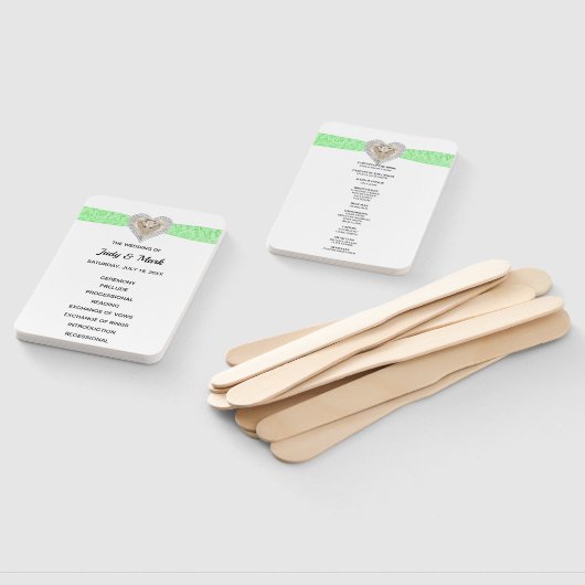 Unicorn Green Lace Wedding Program Fans Handwaaier (Niet-gemonteerd)