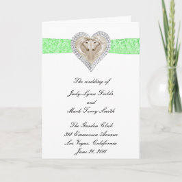 Unicorn Green Lace Wedding Program Kaart