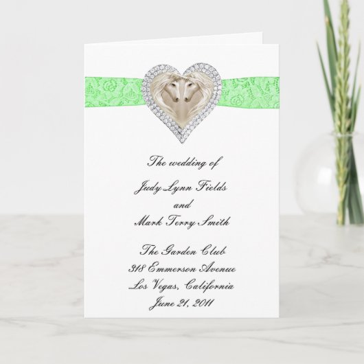 Unicorn Green Lace Wedding Program Kaart (Voorkant)