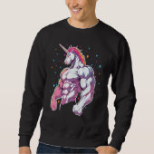 Unicorn Gym Fitness Workout Powerlifter Spier Trui (Voorkant)