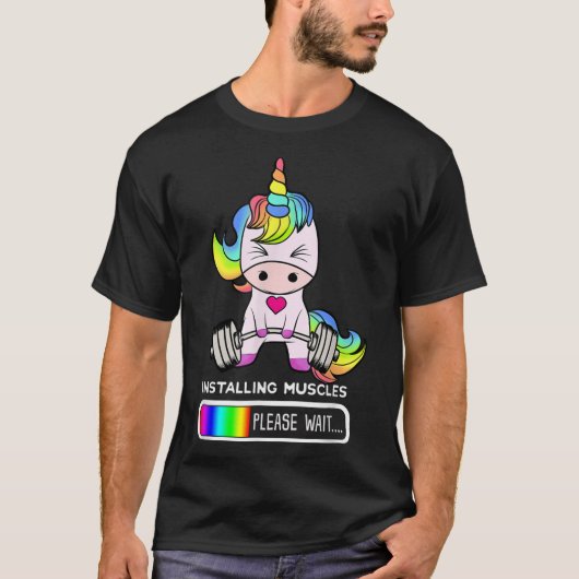 Unicorn Gym, Installerend Muscles Unicorn Weightli T-shirt (Voorkant)