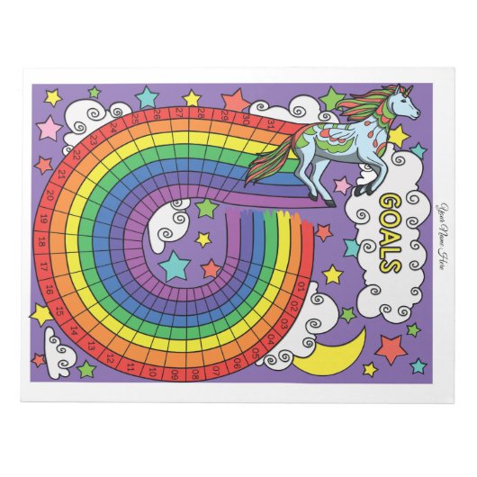 Unicorn Habit Tracker Custom Notitieblok (Voorkant)