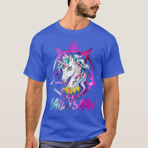 Unicorn Hail Satan Death Metal Rainbow Rainbow Man T-shirt