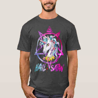 Unicorn Hail Satan Death Metal Rainbow Rainbow Man T-shirt
