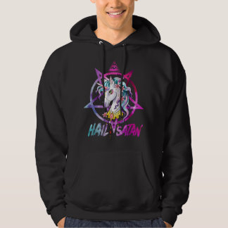 Unicorn Hail Satan Death Metal Rainbow Rave Mannen Hoodie