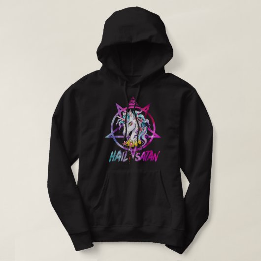 Unicorn Hail Satan Death Metal Rainbow Rave Mannen Hoodie (Design voorkant)