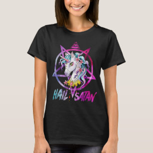 Unicorn Hail Satan Death Metal Rainbow Rave Mannen T-shirt