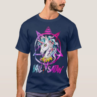 Unicorn Hail Satan Death Metal Rainbow Rave Mannen T-shirt
