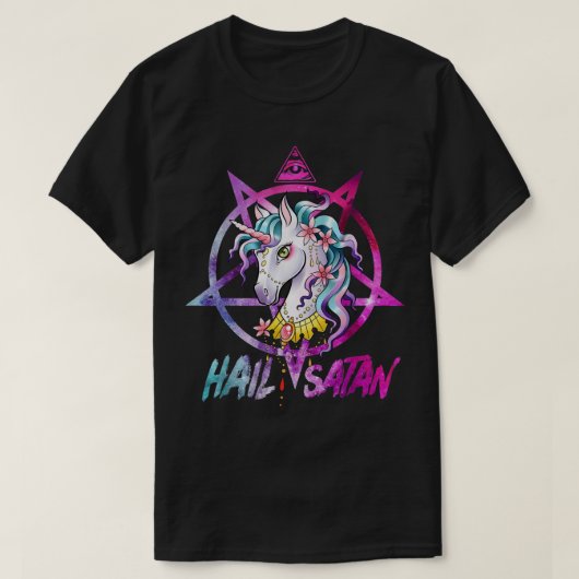 Unicorn Hail Satan Death Metal Rainbow Rave Men 67 T-shirt (Design voorkant)