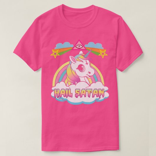 Unicorn Hail Satan Death Metal Rainbown T-shirt (Design voorkant)