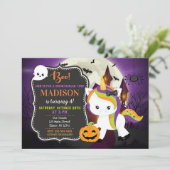 Unicorn Halloween Birthday Uitnodiging (Staand voorkant)