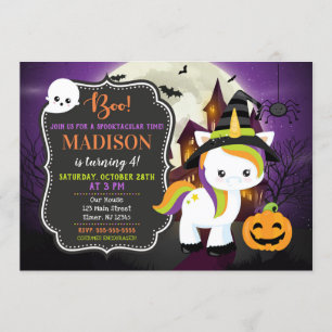 Unicorn Halloween Birthday Uitnodiging
