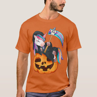 Unicorn Halloween Costume Death Lying on Pumpkin C T-shirt