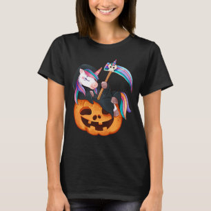 Unicorn Halloween Costume Death Lying on Pumpkin T-shirt